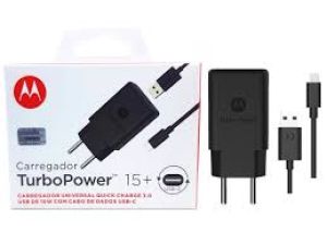 CARREGADOR MOTOROLA TURBO POWER 15W USB-C PRETO ORIGINAL