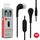 FONE DE OUVIDO MOTOROLA EARBUDS 2 C/ MICROFONE PRETO ORIGINAL